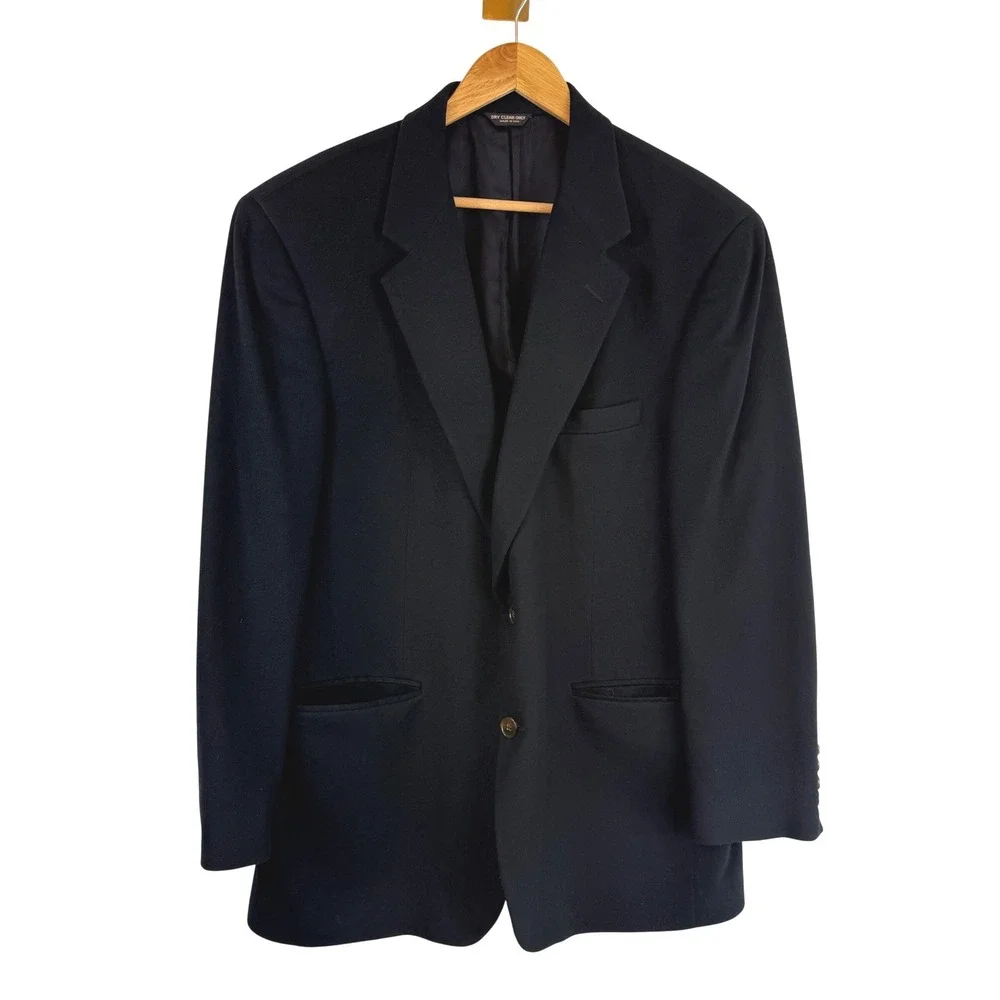Thos David Vintage Cashmere Blazer 43R Black USA Made Old Money Quiet Luxury